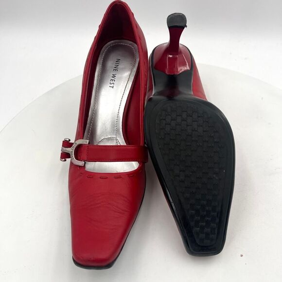 Nine West CosaBella Pumps Red With Designer Heels Size 8 D 78 - Picture 11 of 12